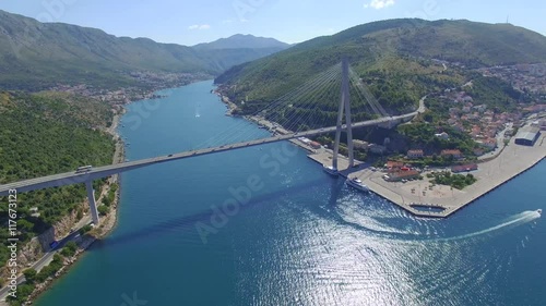 Aerial view of Dubrovnik bridge - entrance to the city photo