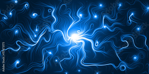 energy trails abstract with curved lines. beam on center.