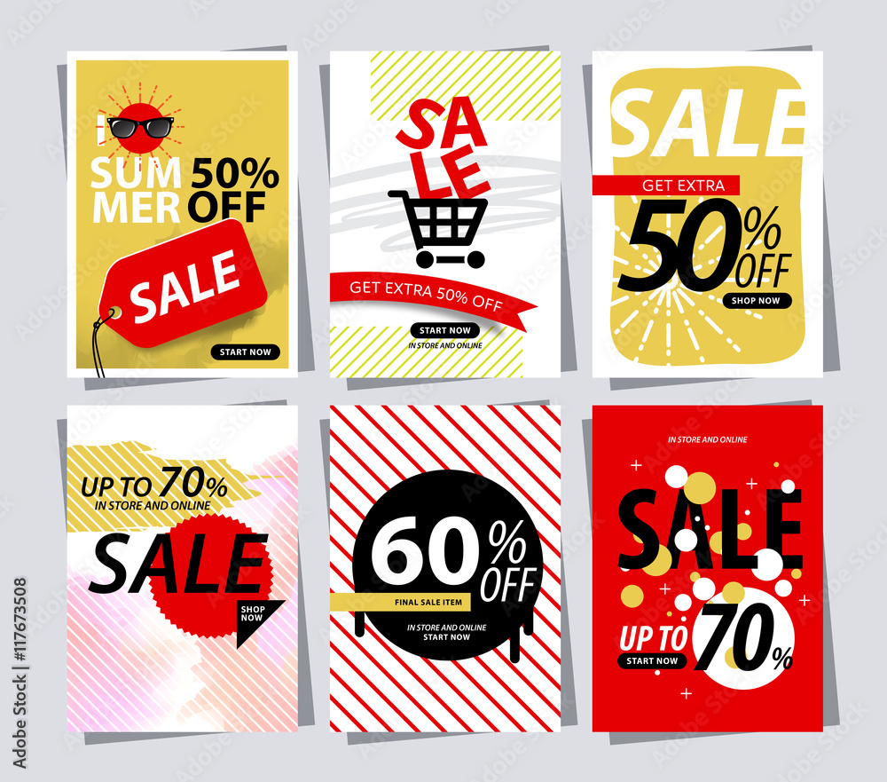 set of Sale Banner poster tag template for shopping