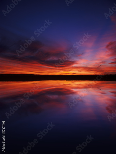 Sunset over a lake.