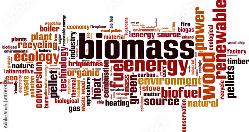 Biomass word cloud concept. Vector illustration