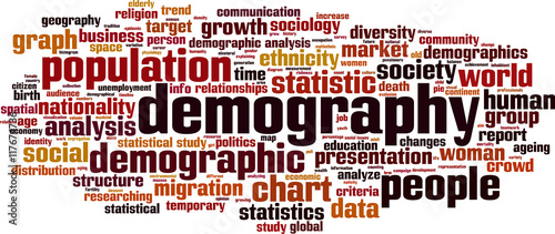 Demography word cloud concept. Vector illustration