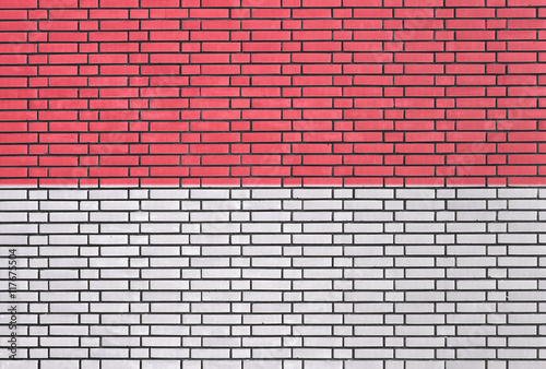 Indonesian flag painted on brick wall