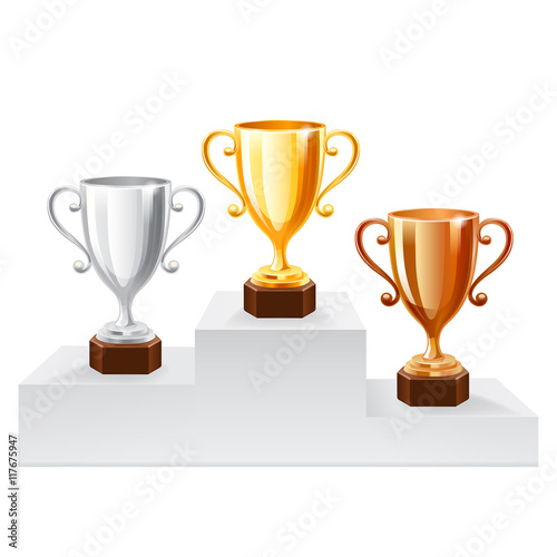 Gold Trophy Cup set. Vector