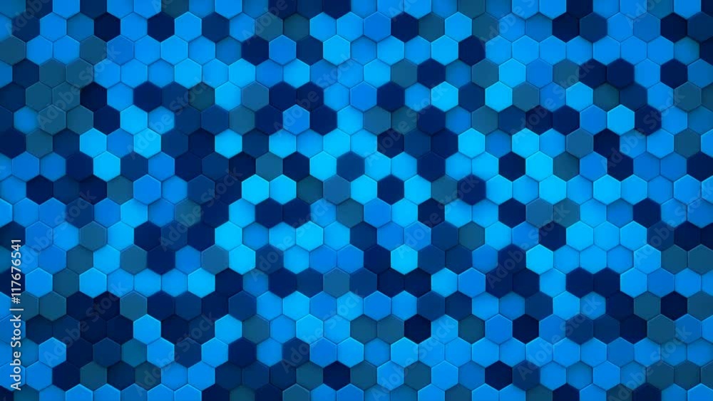 Blue hexagons mosaic. 3D render seamless loop abstract background. 4k UHD (3840x2160)
Blue hexagons mosaic. 3D render seamless loop abstract background. 4k UHD (3840x2160)