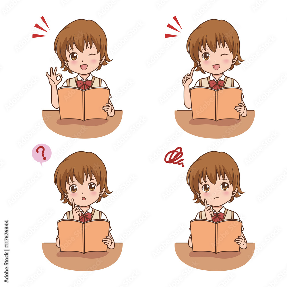 女の子 勉強 イラスト Stock Vector Adobe Stock