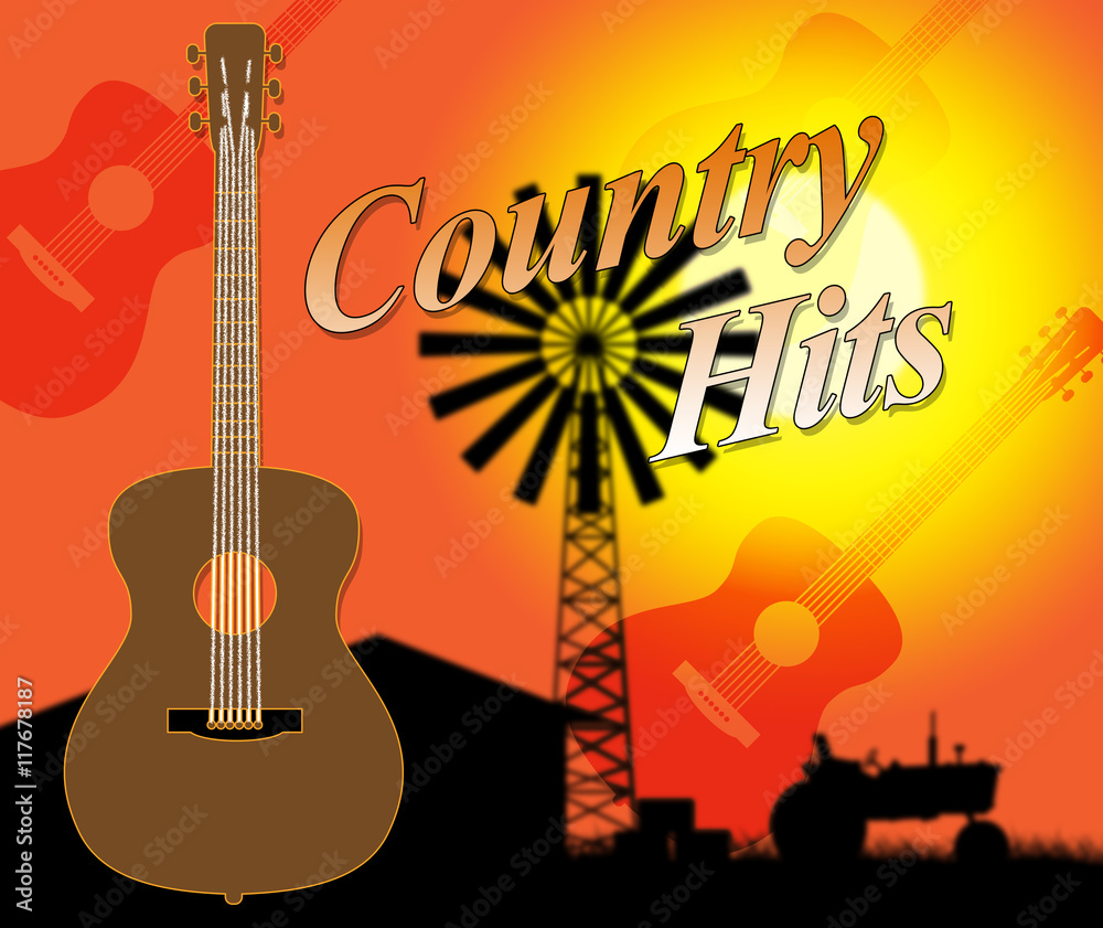Country Hits Indicates Folk Music And Countryside