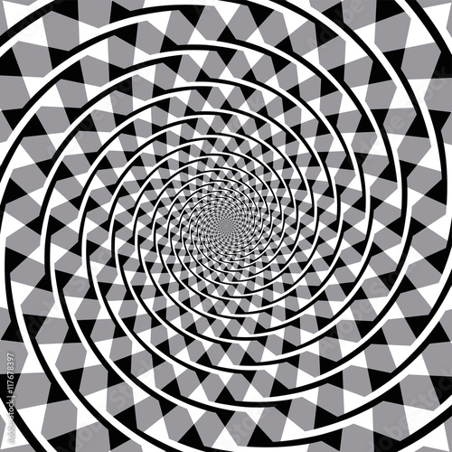 Fraser spiral optical illusion. Also known as the false spiral or the twisted cord illusion. The overlapping arc segments appear to form a spiral, but the arcs are a series of concentric circles.