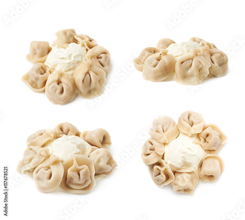 Pile of cooked dumplings isolated