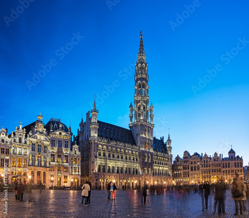 The famous Grand Place in blue hour in Brussels, Belgium