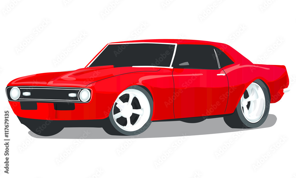 Vector Vintage Classic Car with one layer background color for easy change