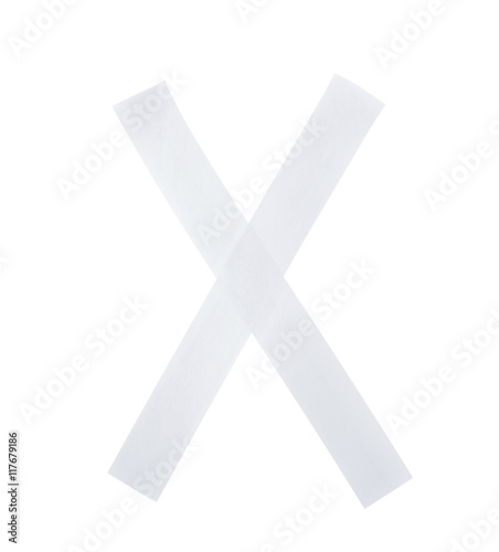 Letter X symbol made of insulating tape