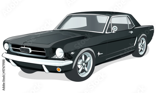 Vector Vintage Classic Car with one layer background color for easy change