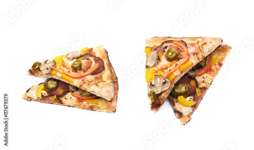 Slice of a mexican pizza isolated