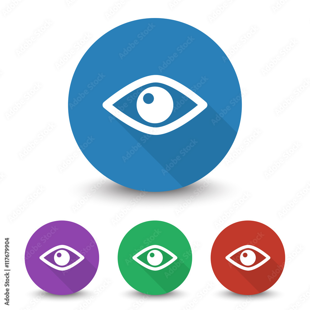 White Eye icon in different colors set White Eye icon in different colors set