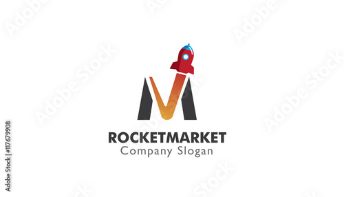 Rocket Market Logo Design Illustration