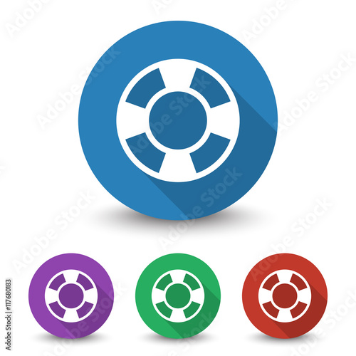 White Life Buoy icon in different colors set
