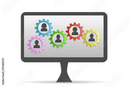 monitor and background people