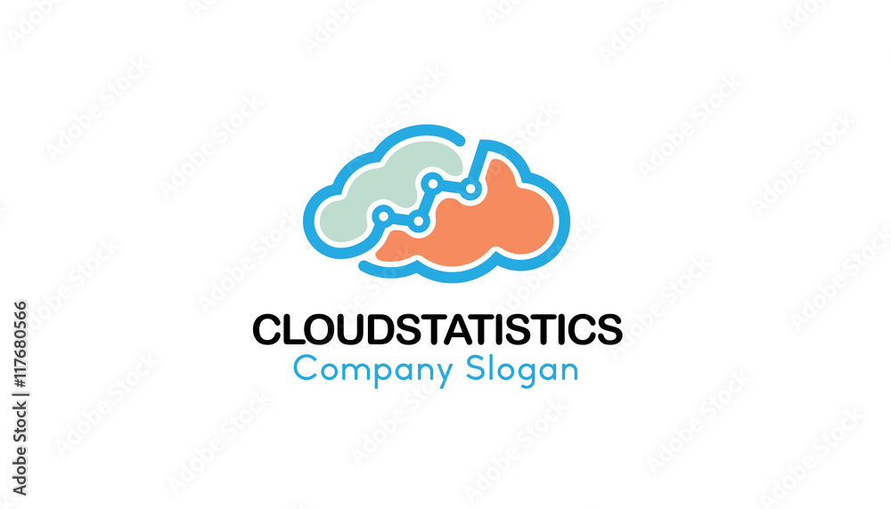 Cloud Statistics Logo Design Illustration Cloud Statistics Logo Design Illustration