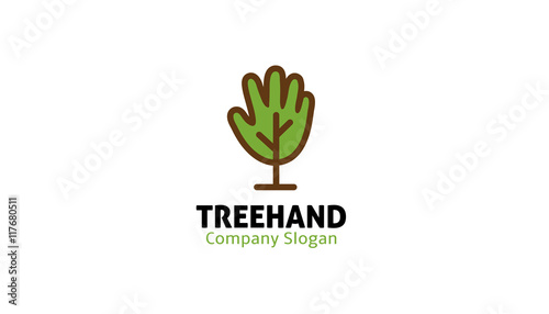 Tree Hand Logo Design Illustration