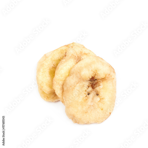 Baked banana chip slice isolated