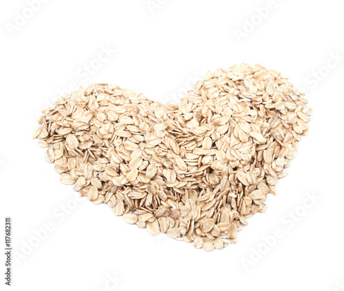 Heart shape made of oatmeal isolated