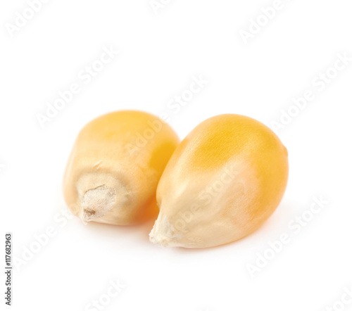 Two corn kernels isolated