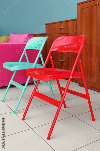 Stylish colorful furniture in interior