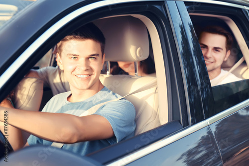 Friends in a car