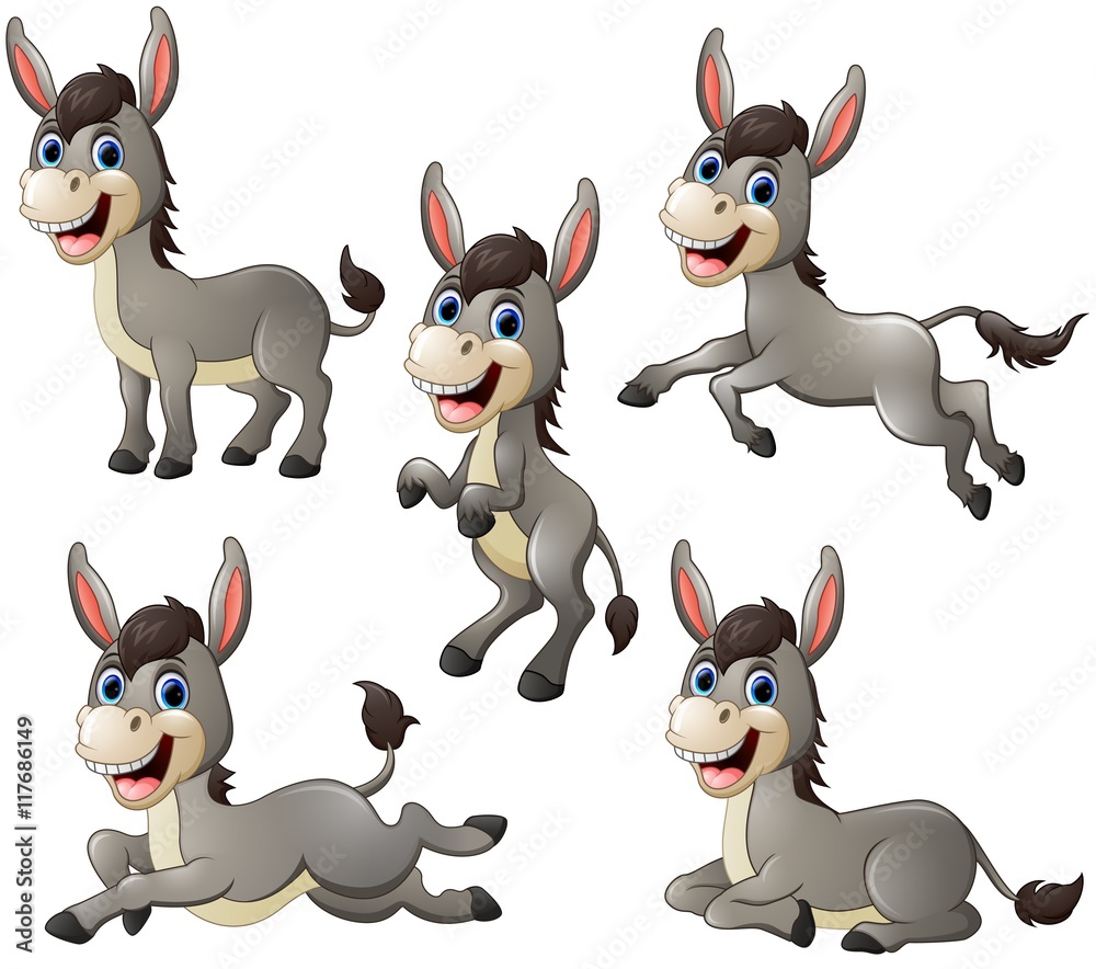 Donkey cartoon set collection Stock Vector Adobe Stock