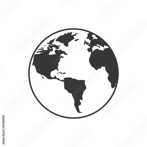 planet earth world silhouette icon. Isolated and flat illustration. Vector graphic