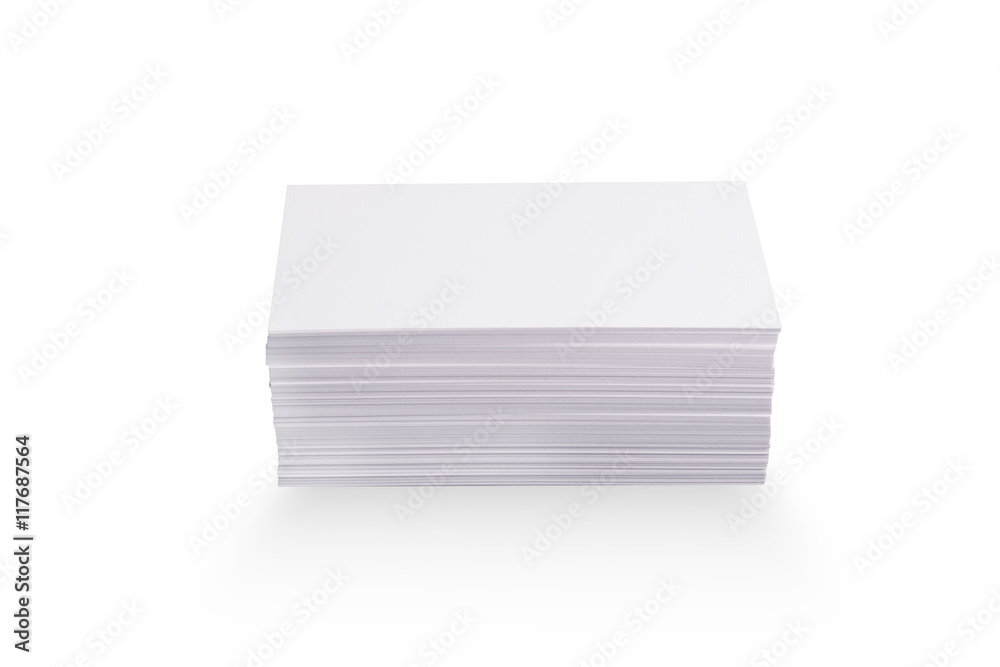 Stack of blank business card isolated on white background with s Stack of blank business card isolated on white background with s
