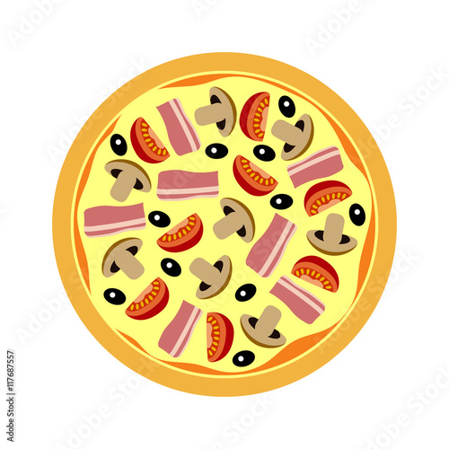 Assorted pizza with mushrooms, tomatoes