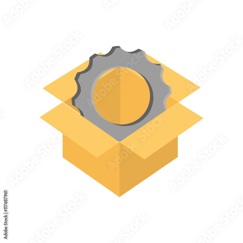 cog box gear machine part technology icon. Isolated and flat illustration. Vector graphic