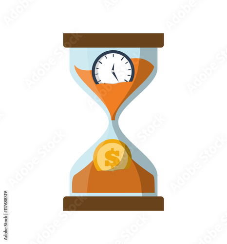 clock hourglass coin money financial item commerce icon. Isolated and flat illustration. Vector graphic