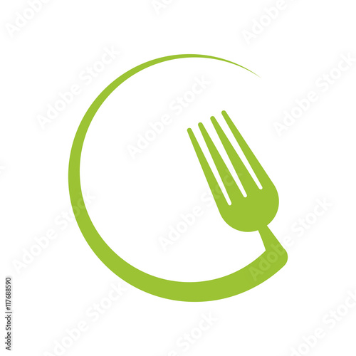 circle fork product healthy food icon. Isolated and flat illustration. Vector graphic