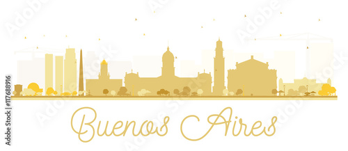 Buenos Aires skyline golden silhouette.