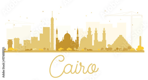 Cairo City skyline golden silhouette.