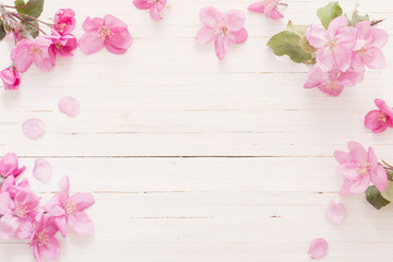 apple flowers on wooden background