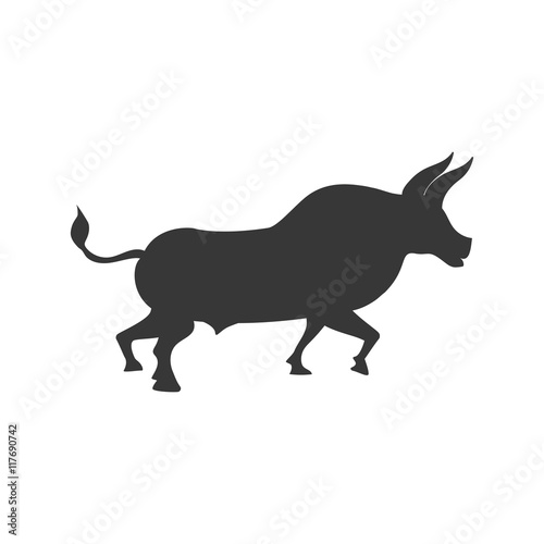 bull animal silhouette icon. Isolated and flat illustration. Vector graphic © djvstock