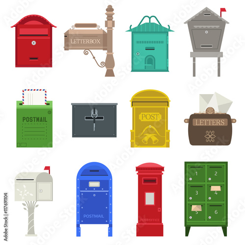 Post mail box vector set.