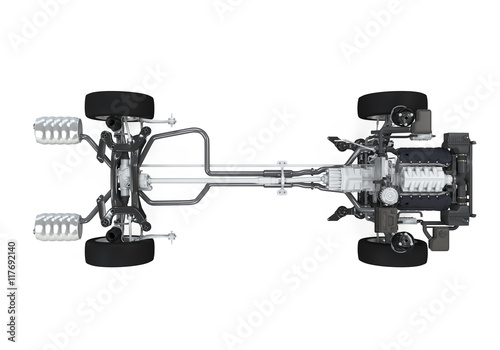 Car Chassis with Engine