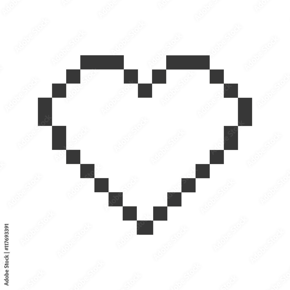 heart pixel love romatic passion icon. Isolated and flat illustration. Vector graphic