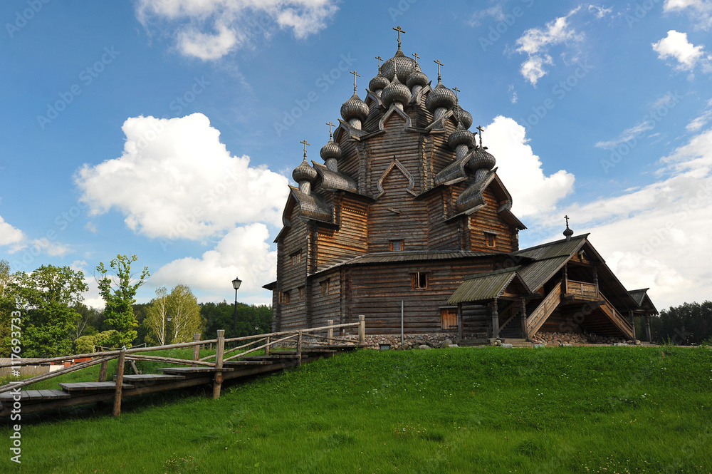 wooden Orthodox Church - Church of the intercession in the estat wooden Orthodox Church - Church of the intercession in the estat