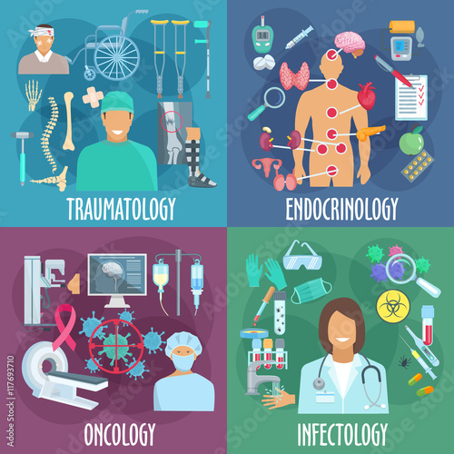 Traumatology, endocrinology, oncology, infectology