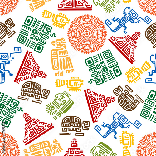 Seamless pattern of mayan and aztec ornament