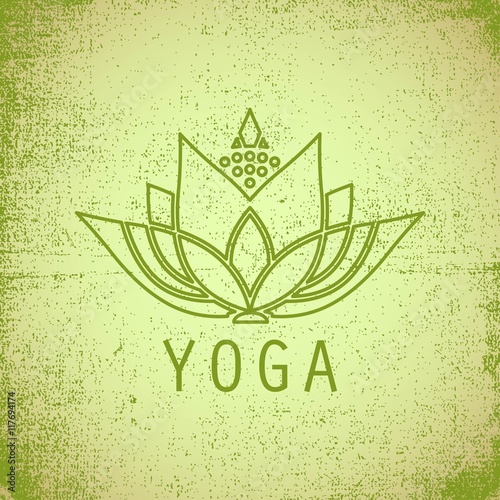 lotus flower design for a yoga studio on retro background