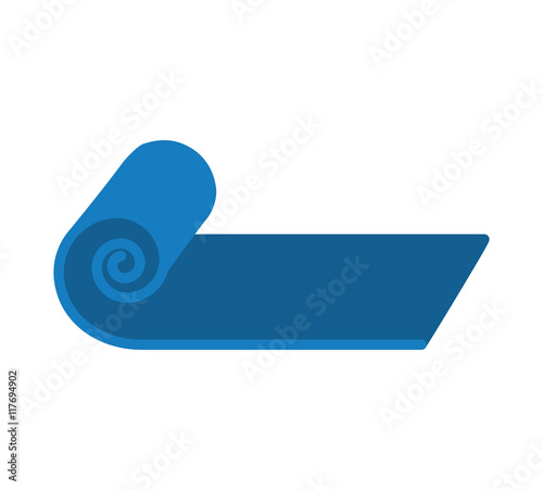 carpet yoga fitness gym blue icon. Isolated and flat illustration. Vector graphic