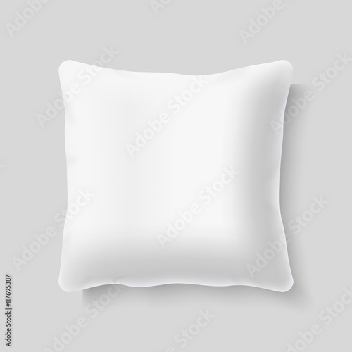 Blank white square realistic pillow cushion vector template