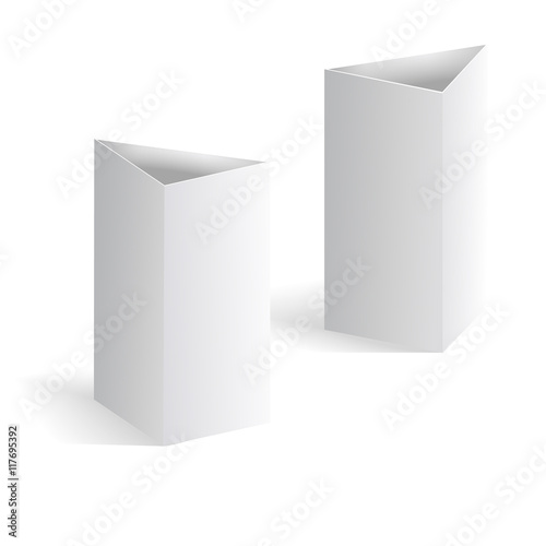 White blank table tent vertical triangle cards isolated on background vector template © MicroOne